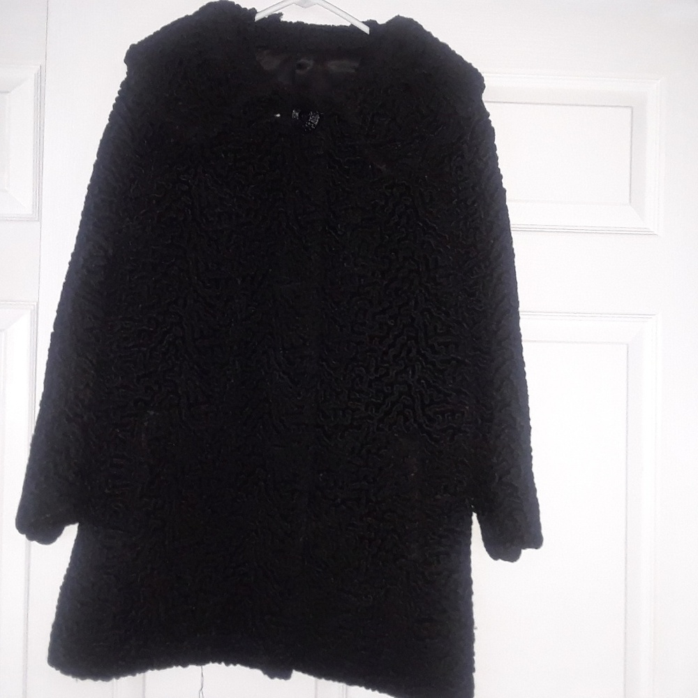 Woman's genuine miracurl black swinglike coat